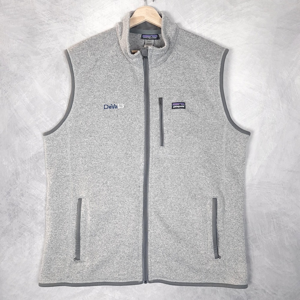 Patagonia Better Sweater Vest Mens XL Gray Heather Fleece Full Zip DeVa13 Logo